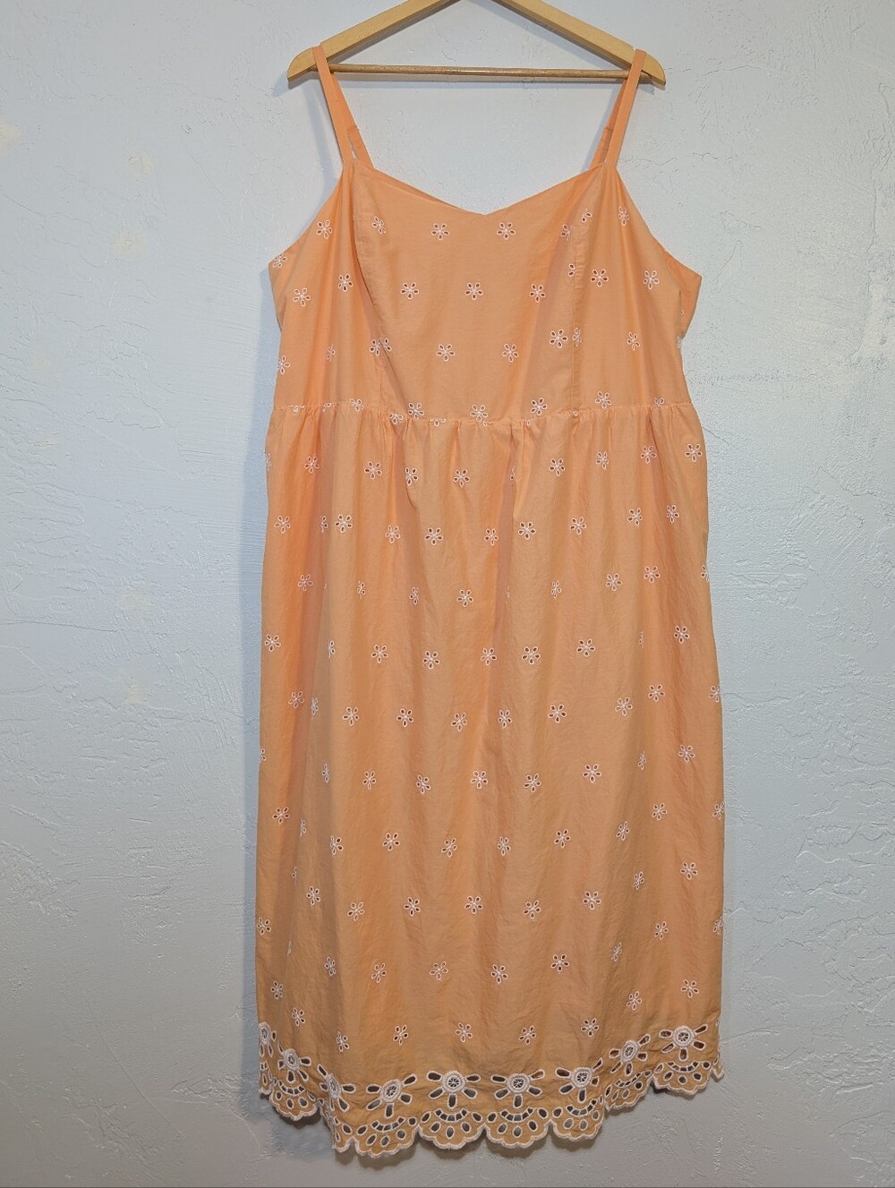 Old Navy Peach Cotton Floral Eyelet Cute Casual Comfy Breathable Sundress 3X